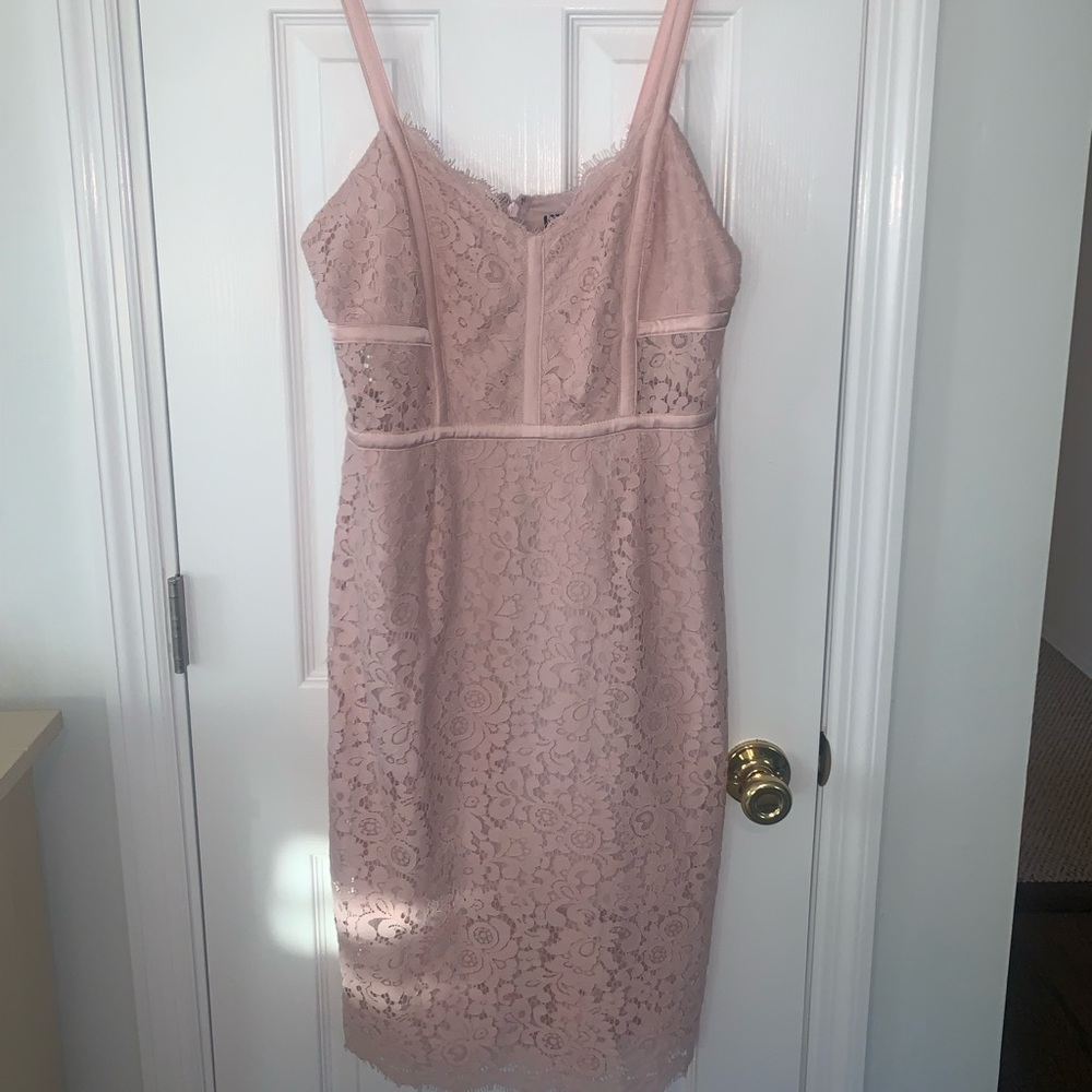 Express light pink lace midi dress